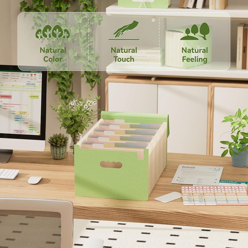 EcoStash Accordion File Organizer, 26 Pockets Wheat Straw Expanding File Folder, Monthly Bill Receipt Organizer, A-Z Tabs, 100% BPA Free, Return to Nature, Healthy Living, Letter/A4 Size - Mint Green - Image 4